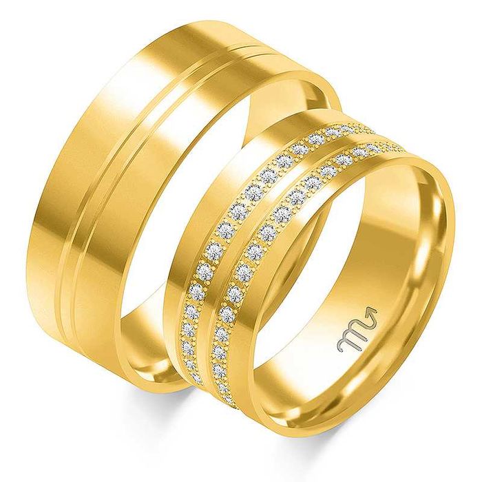 Nataliebizu Złote Obrączki Ślubne z Diamentami