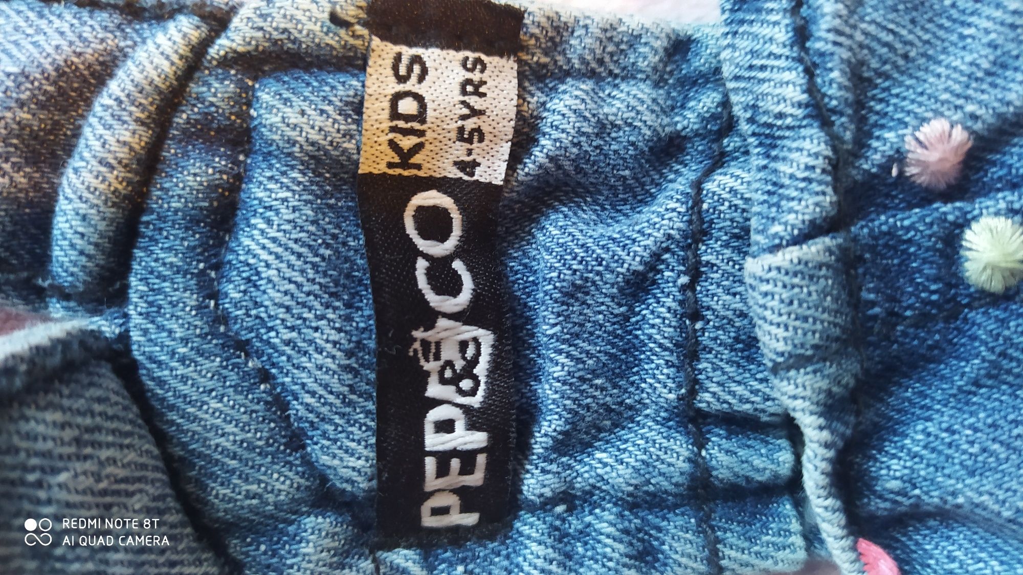 Spódniczka na szelkach, jeans, rozm. 104