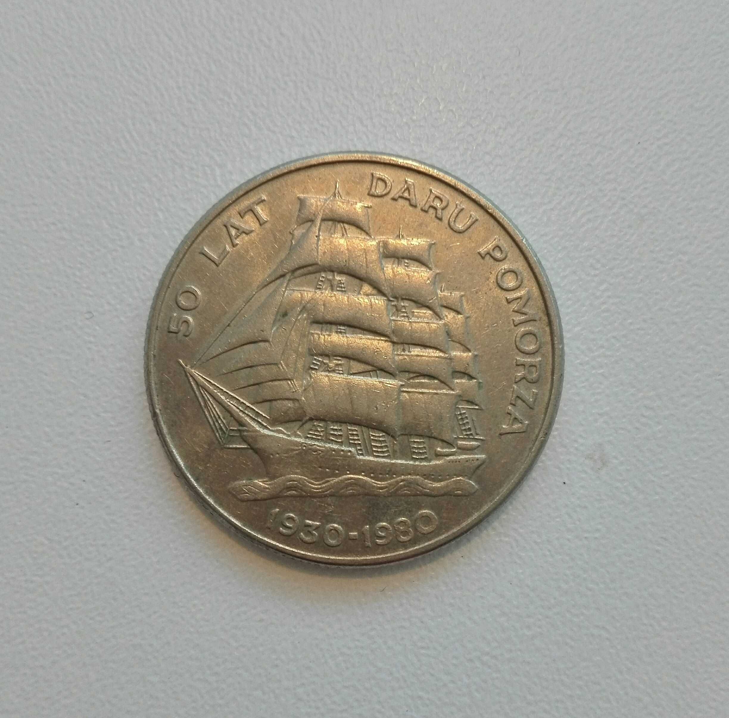 Moneta 20 zł; 50 lat Daru Pomorza; rok 1980