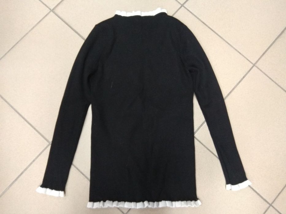 Czarny sweter prążki prążkowany kołnierzyk XS 34