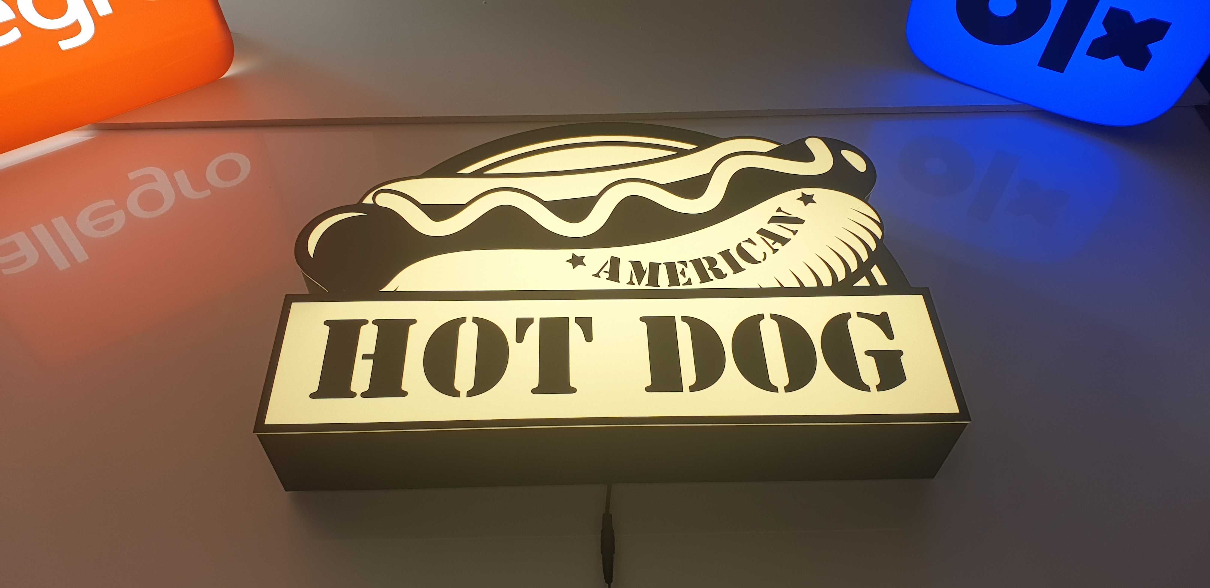 Hot Dog Retro Reklama Decor Ligtbox Neon Led