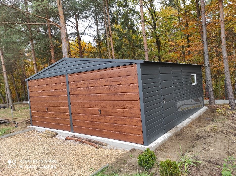 Garaż blaszany 8x6 Drewnopodobny Każdy wymiar! 6x6, 6x5, 9x6, 4x5, 7x5