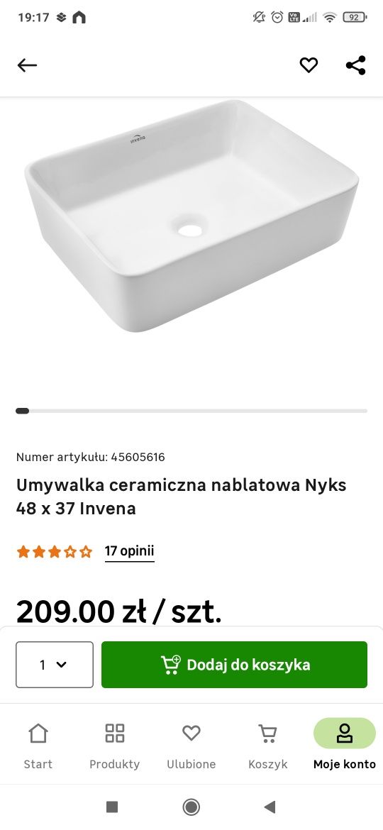 Umywalka nablatowa