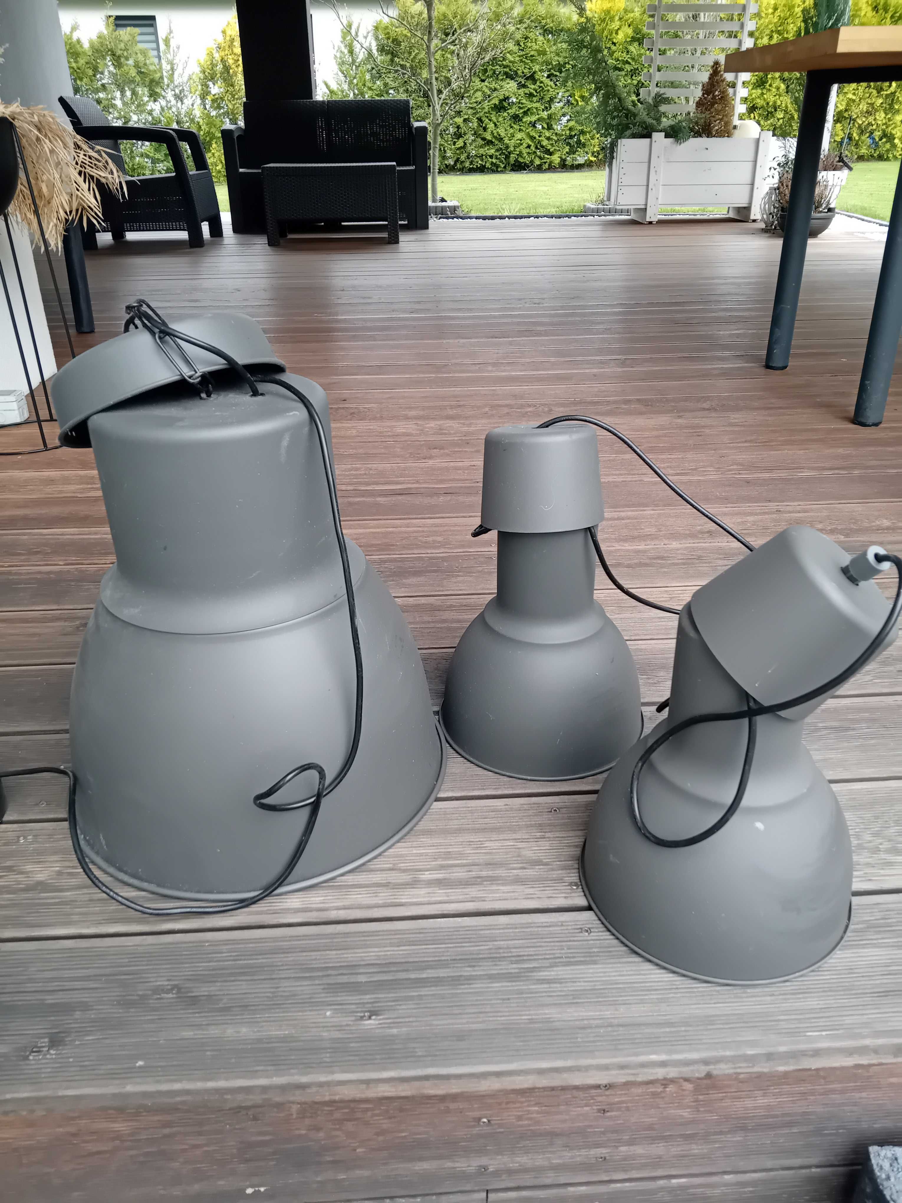 Lampy Ikea Hektar 3 sztuki, ciemnoszary, 37cm i 2 x 22cm