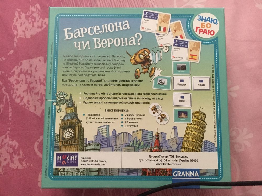 Настільна гра «Барселона чи Верона»