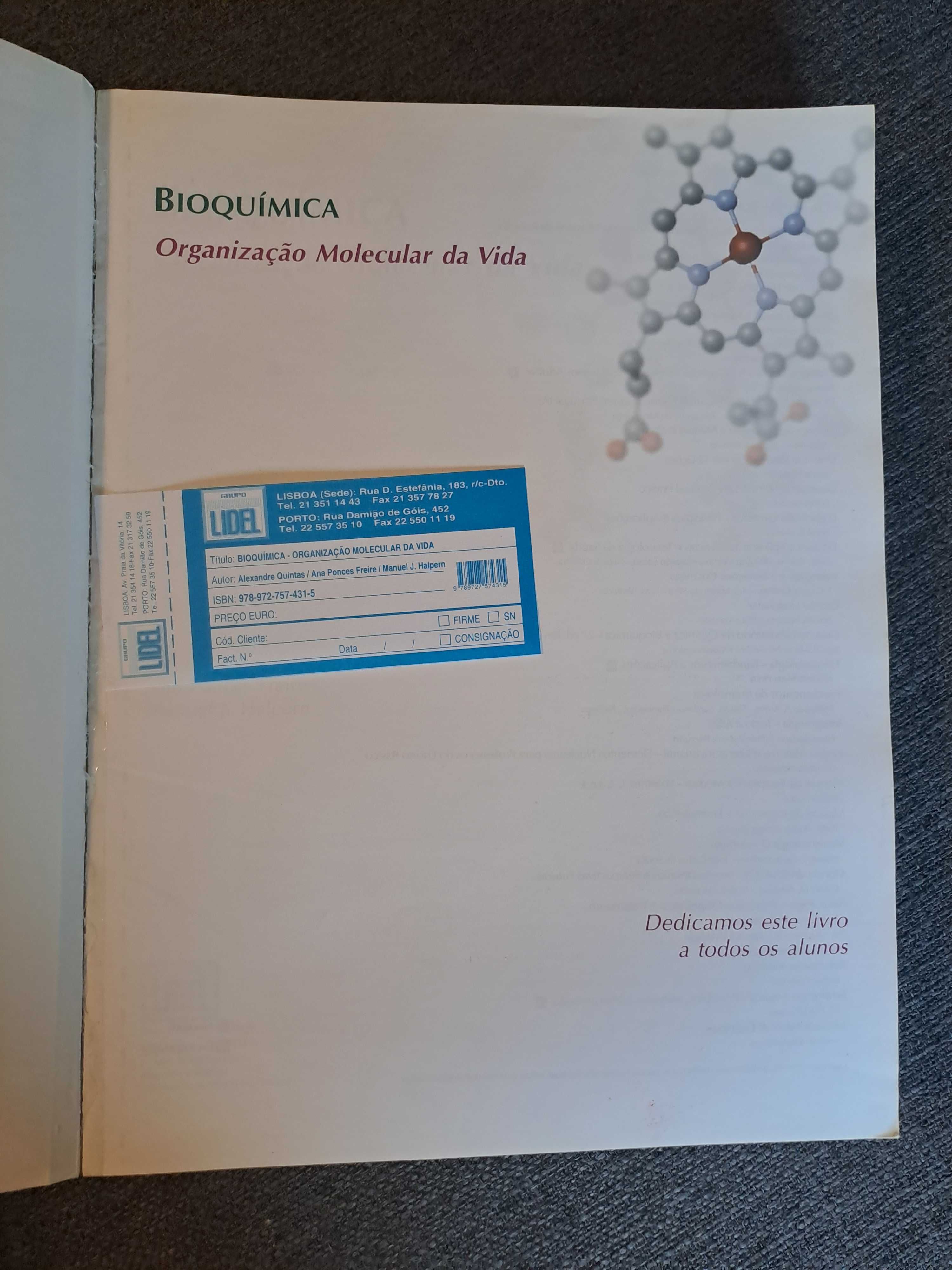 Livro "Bioquímica - Organização Molecular da Vida"