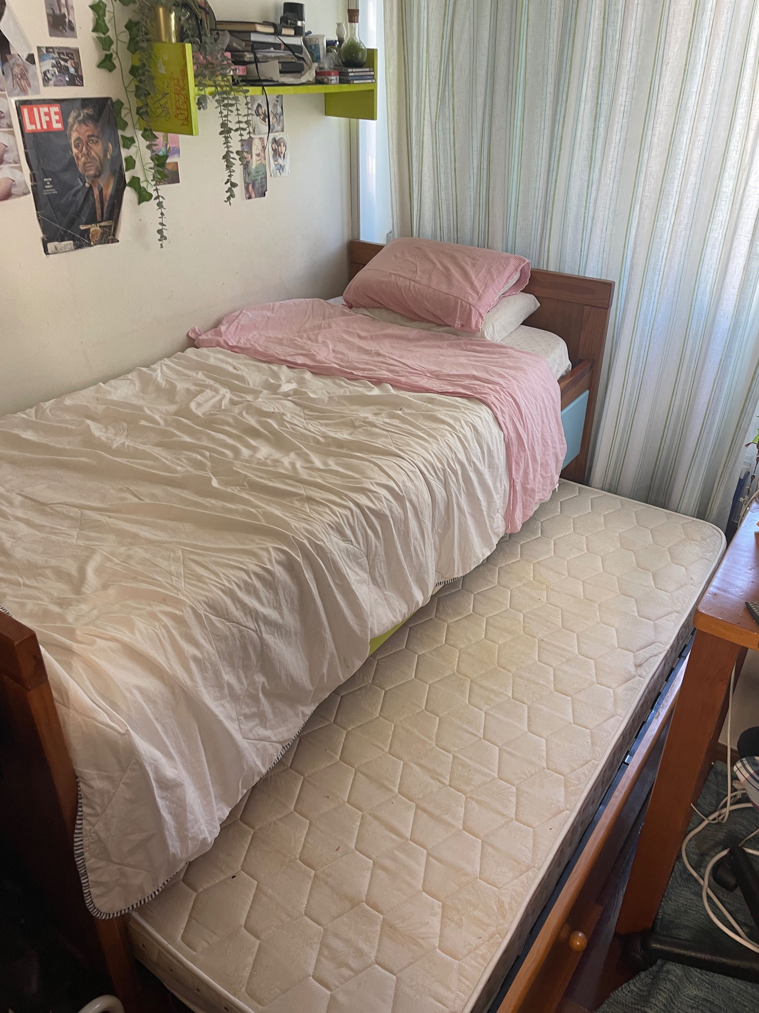 cama individual para 2 pessoas, gaveta com cama(2 colchões incluidos)