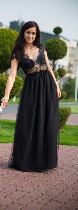 Платье вечернее чёрное длинное