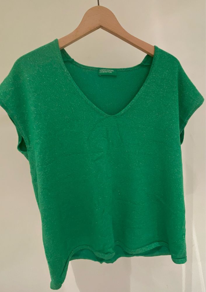 T-shirt verde brilhante Benetton