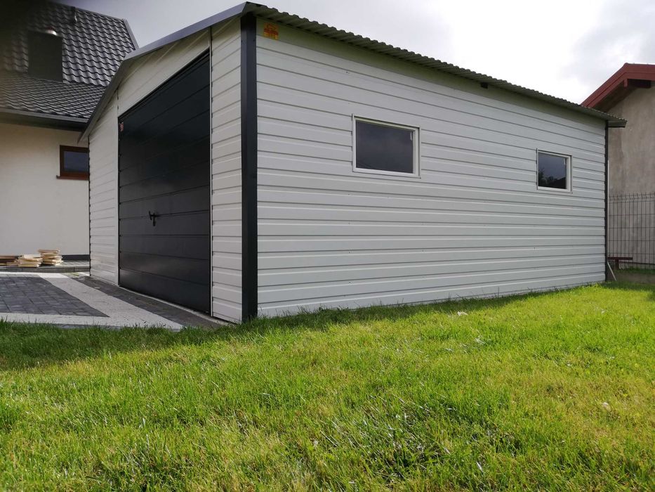 Garaż Dwustanowiskowy 6x5 Biel +  Orzech PROMOCJA
