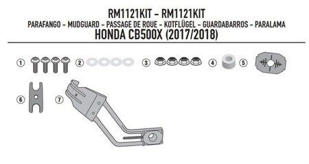 RM1121KIT CB 500 X (13 > 18) HONDA mocowanie błotnika RM01, RM02