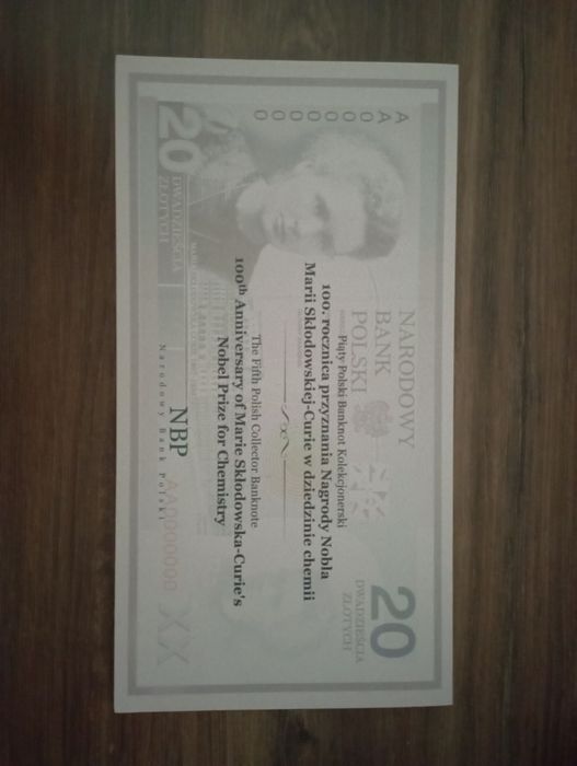 Banknot 20 zł Maria Curie Skłodowska