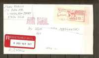 List lotniczy polecony z USA rok 1984. Opłata poczt z automatu