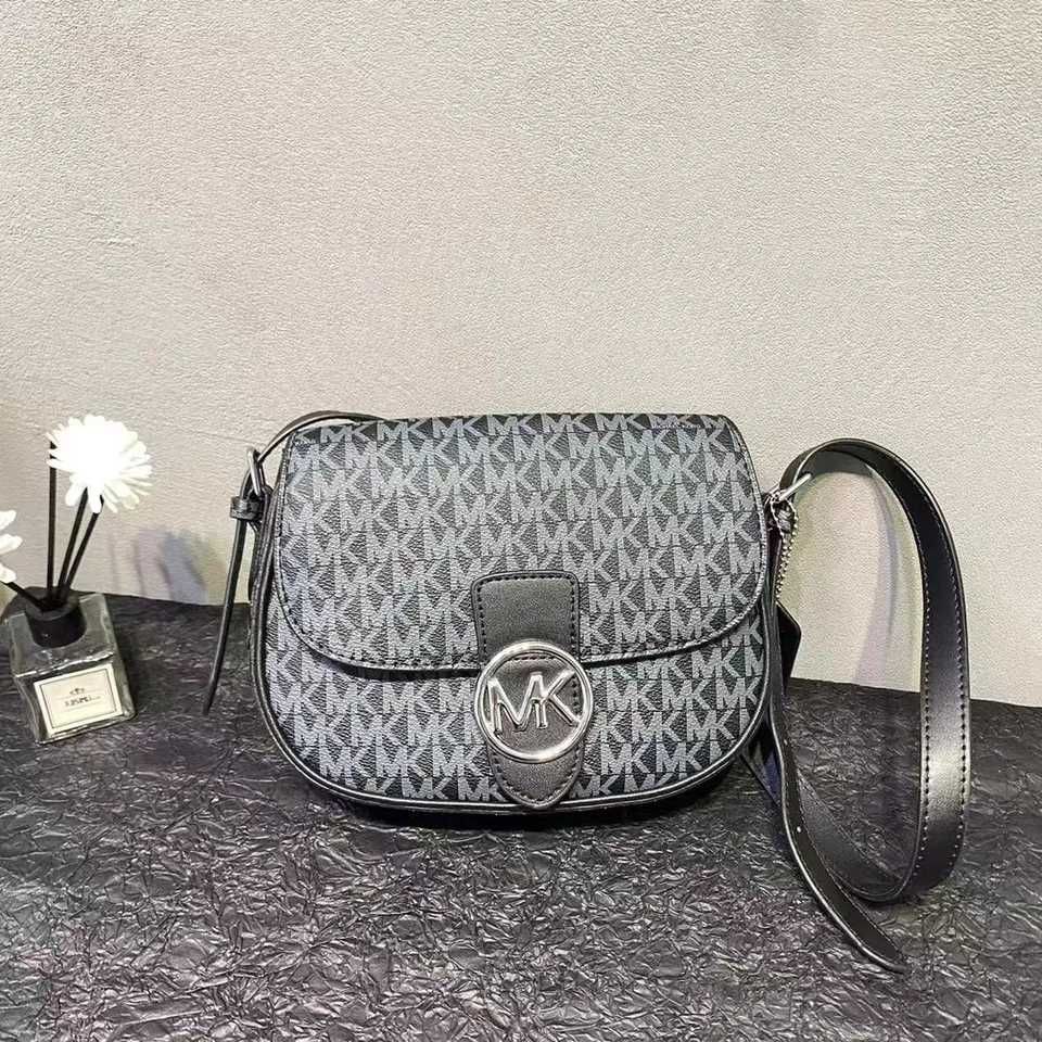 Torebka Hourglass Michael Kors Grafit Brazowa malutka monogram