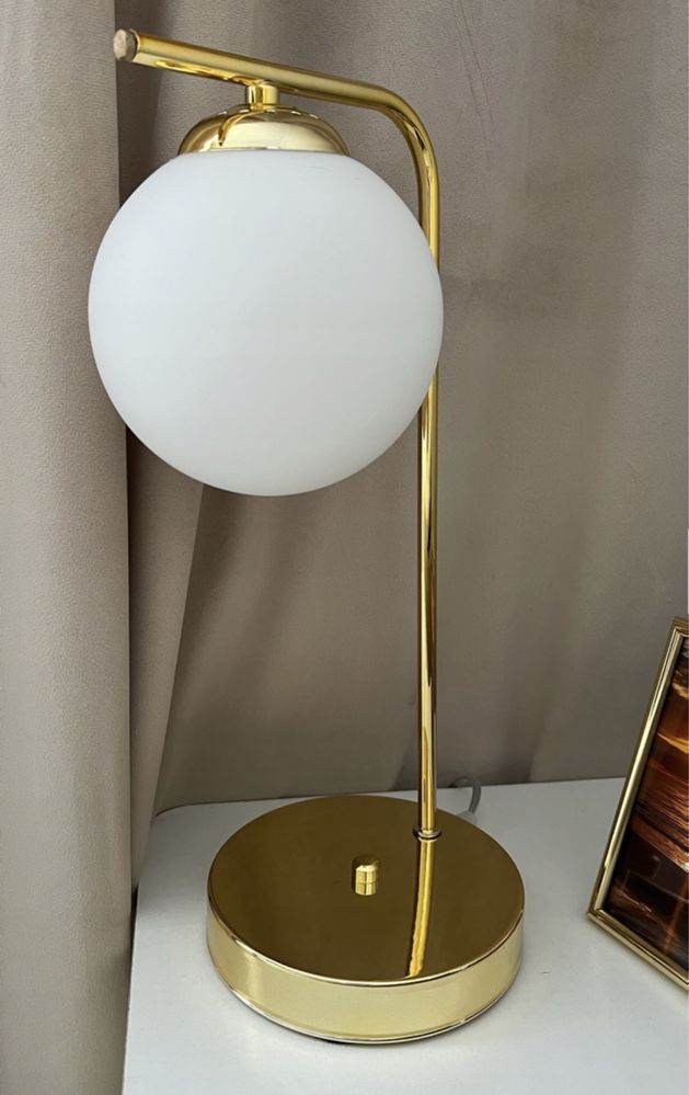 Lampa x2 złota klosz kula biała zara home