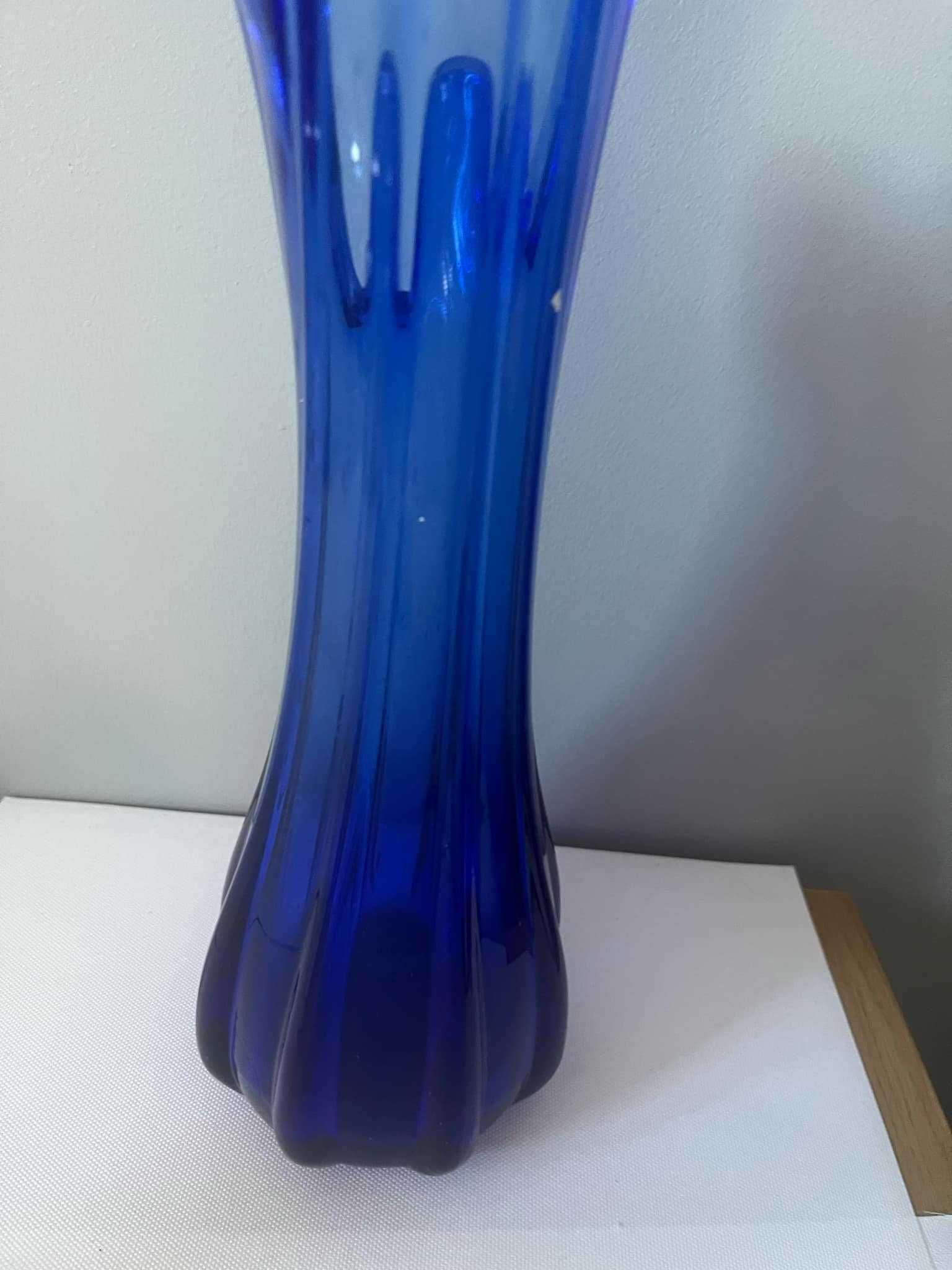 Piękny szklany wazon kobalt błękit 39 cm
