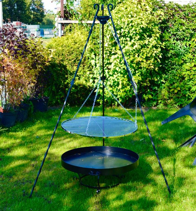 Grill gril z paleniskiem 80cm Ruszt Nierdzewny Trójnóg Kuty Transport