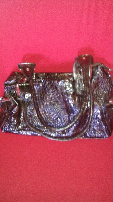 Carteira em verniz imitação de cobra