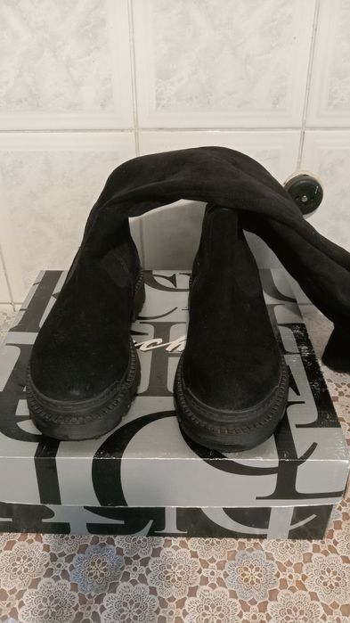 Сапоги жіночі високі єврозима натуральна замша 37 розмір