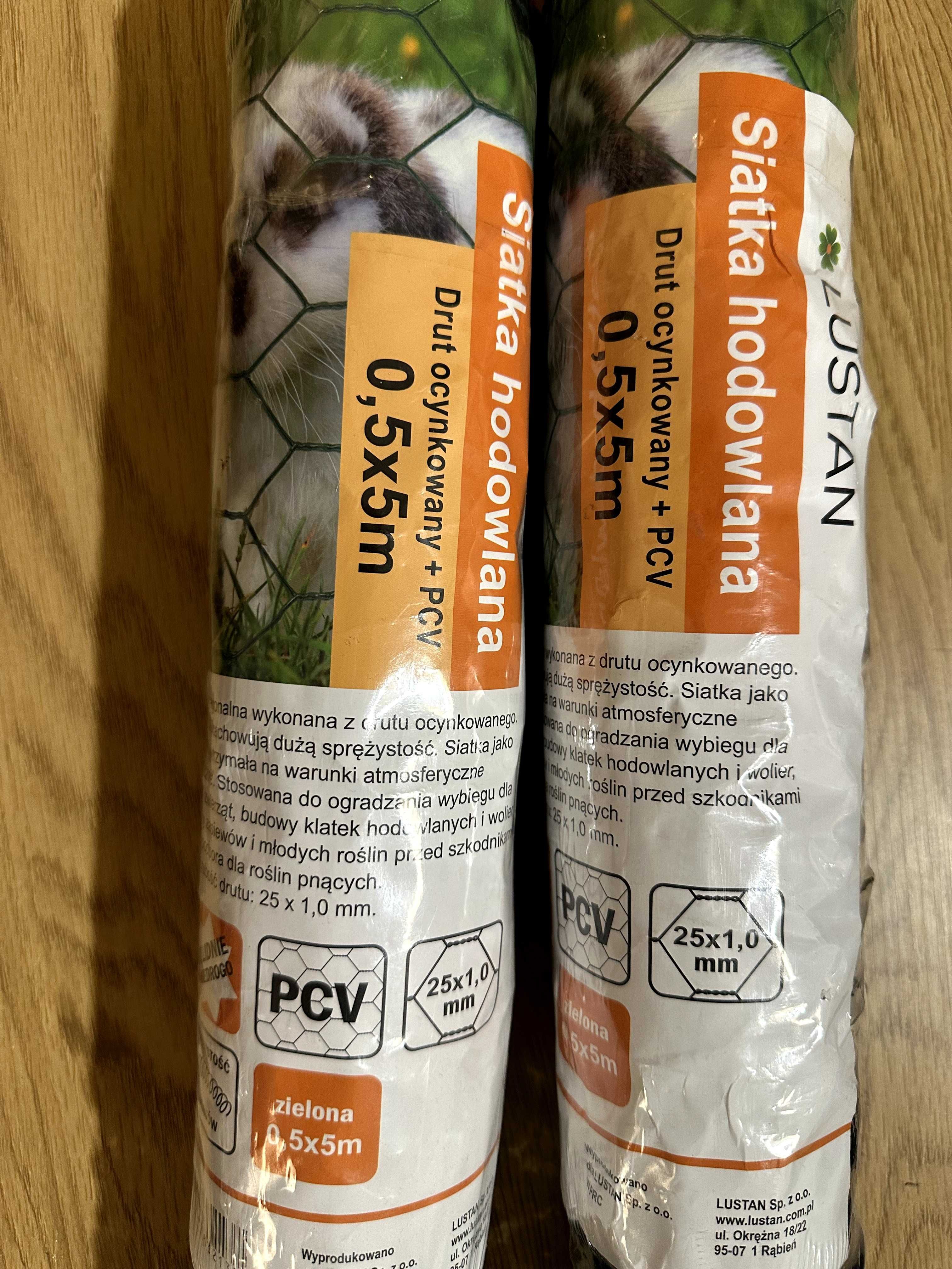 2X Siatka | Drut ocynkowany + PCV | 0,5x5m | Nowe zafoliowane