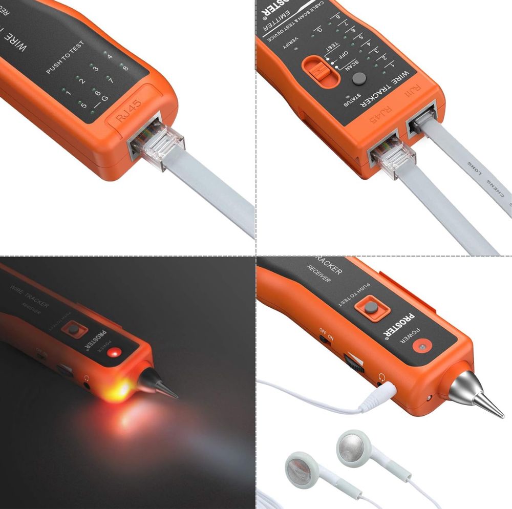 XQ 350 tester sieciowy, przenośny tracker kabli ze słuchawkami