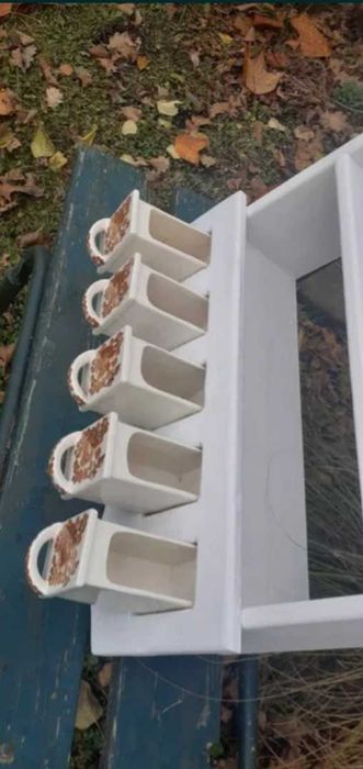 Półka drewniana z ceramicznymi szufladkami Włocławek