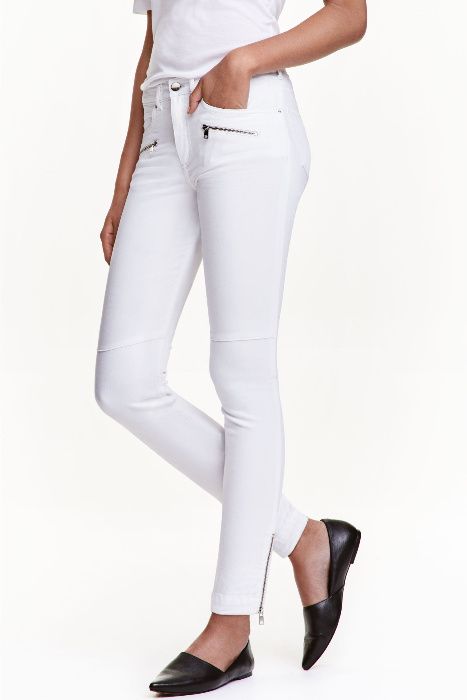 H&M NOWE białe jeans rurki ZIPy 27 XS S