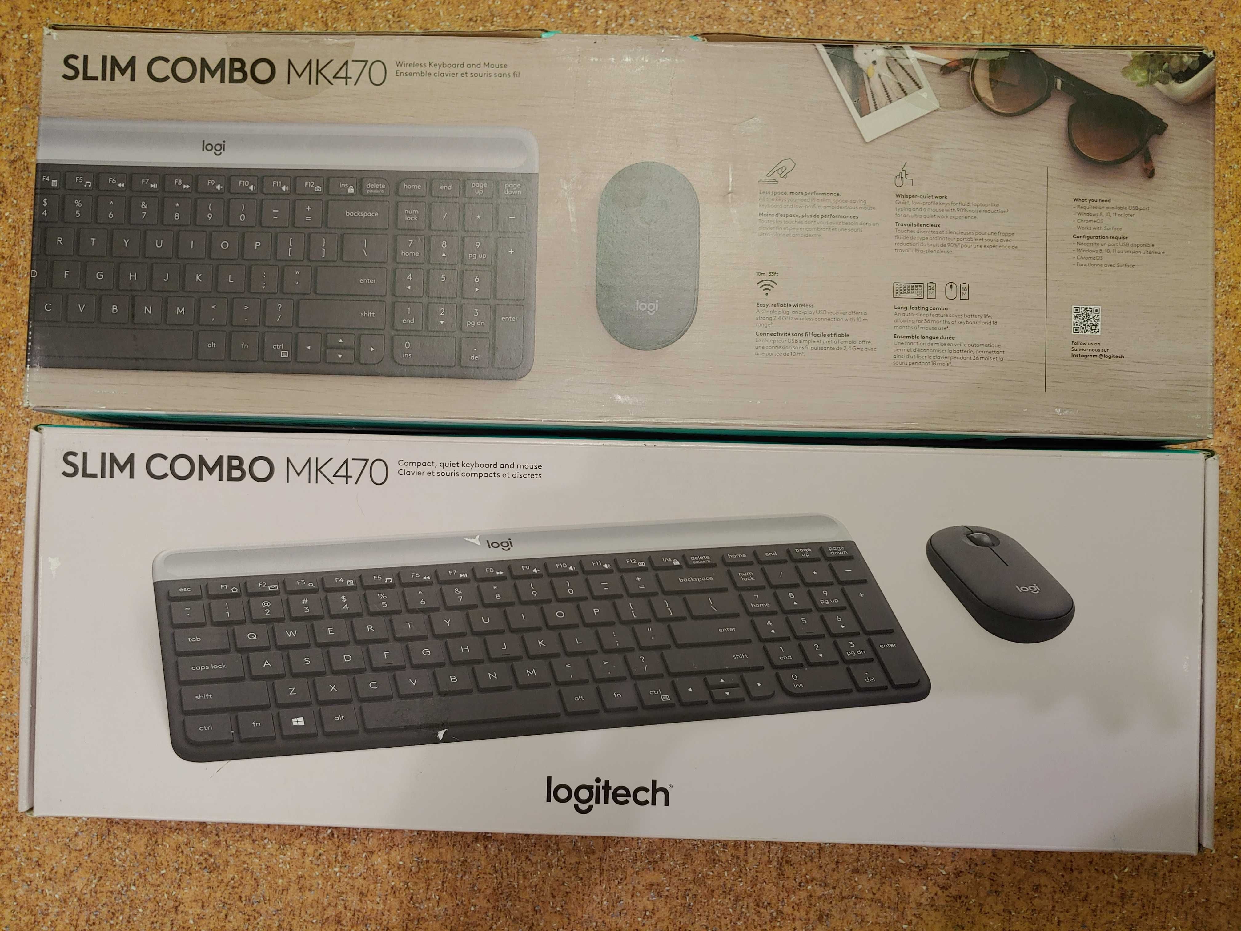 Беспроводные клавиатура и мышка Logitech Slim Combo MK470