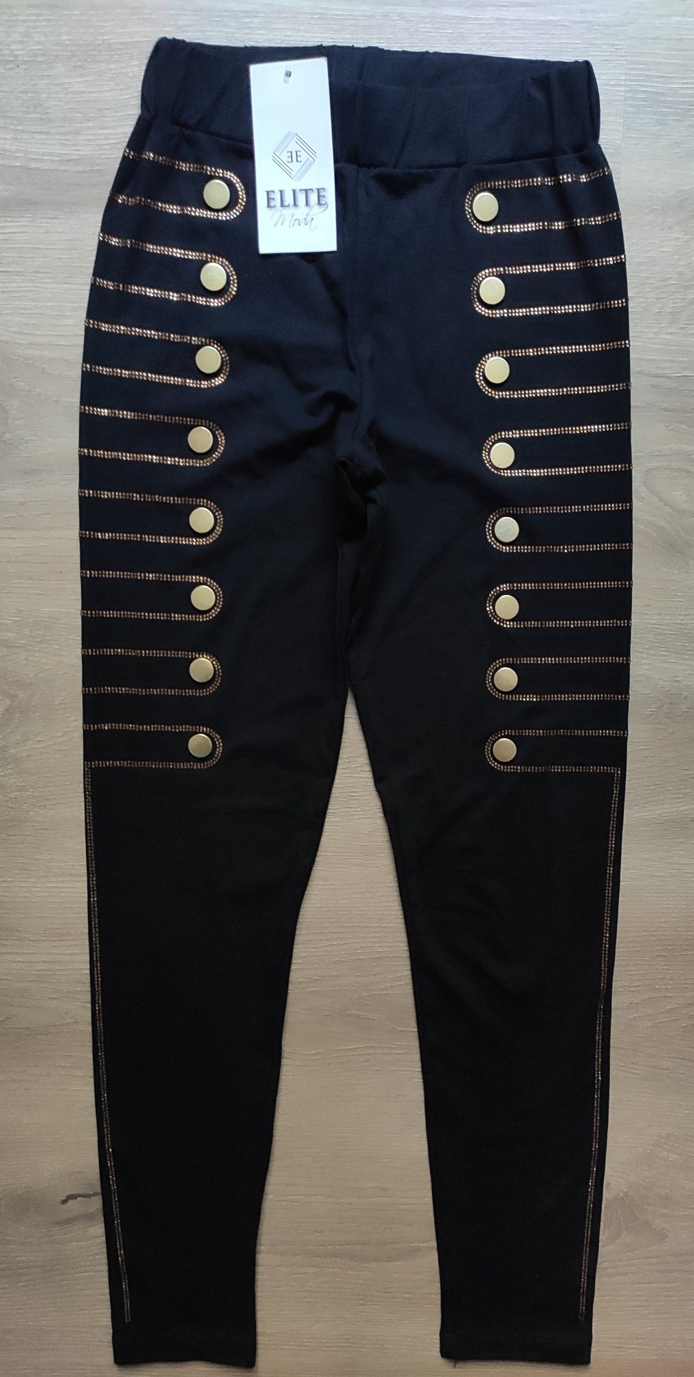 Legginsy ze złotymi cekinami i guzikami ELITE S