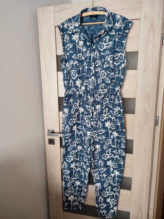 Kombinezon na guziki granat kwiaty r. 44