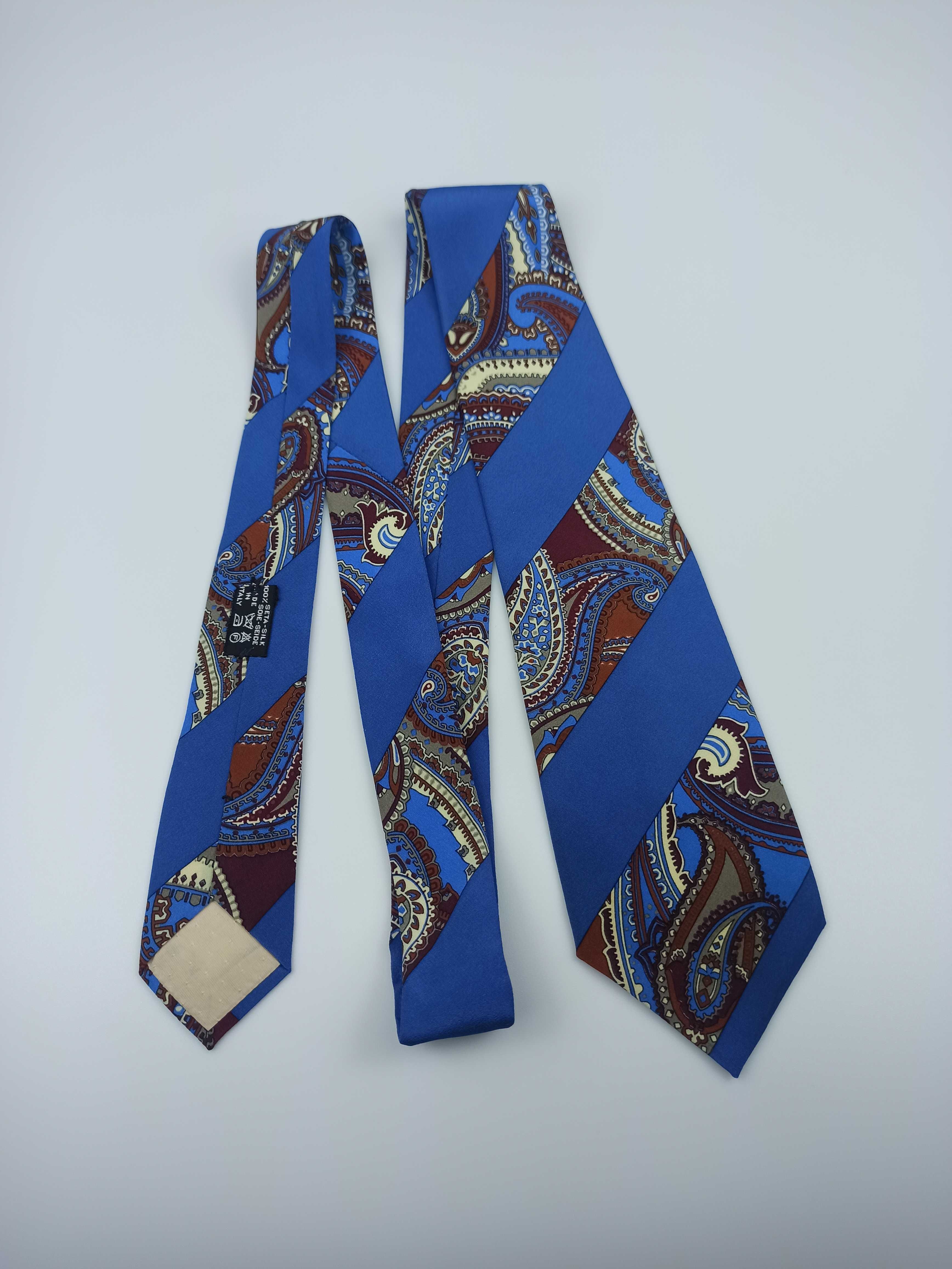 Gianfranco Ferre jedwabny krawat w paski niebieski paisley gf03