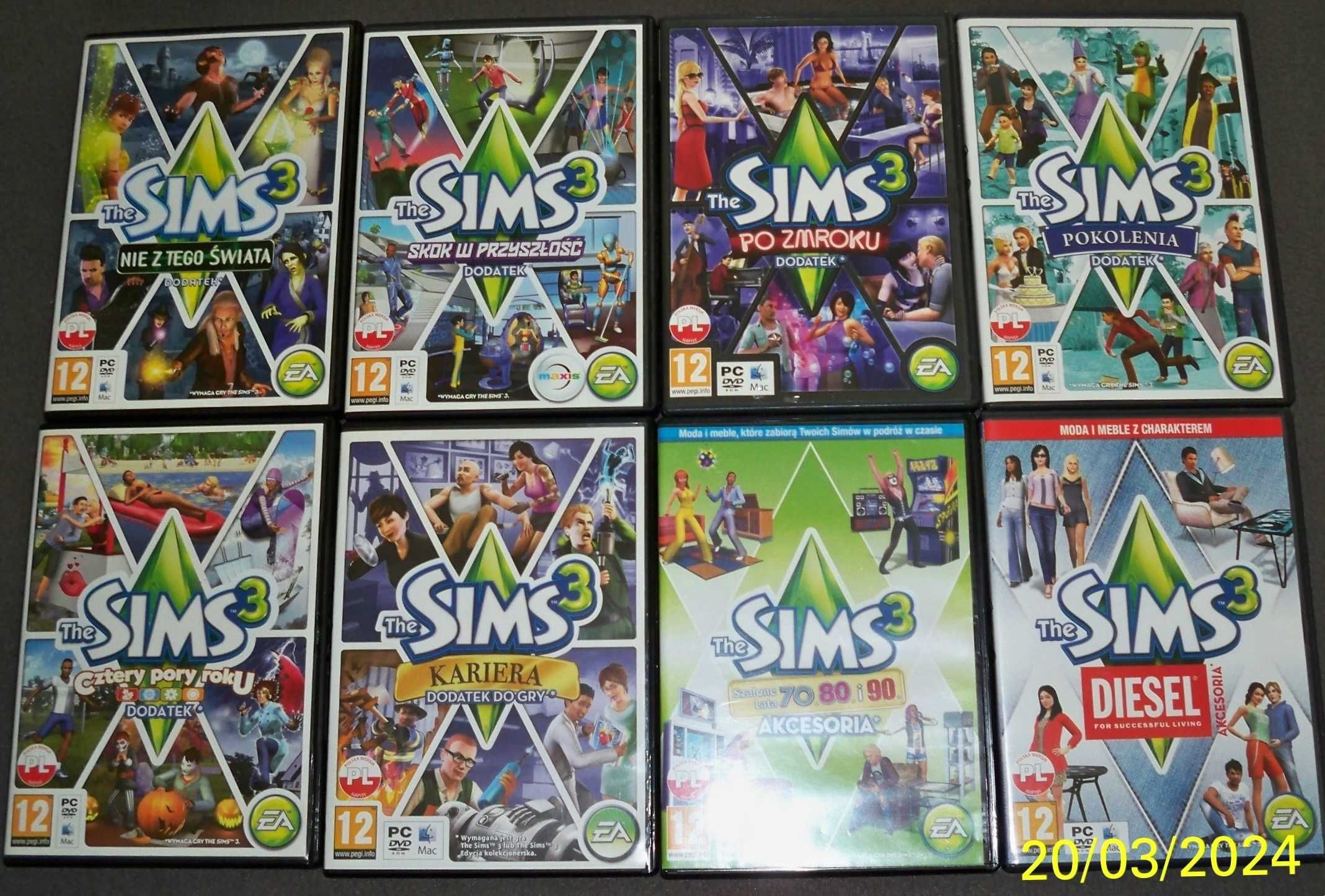 Sims 3 + 6 dodatków + 2 akcesoria + dodatkowe 5 gier