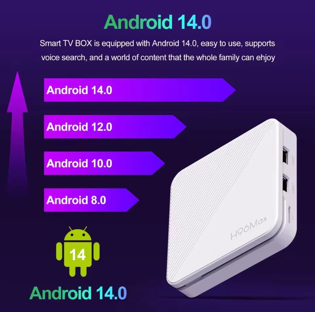 Smart TV Box H96 max Android 14 смарт приставка