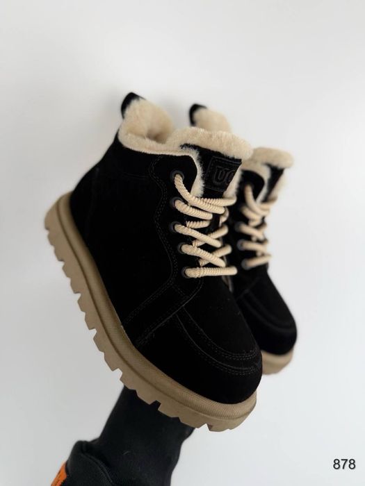 Черевики жіночі натуральна замша хутро чорні