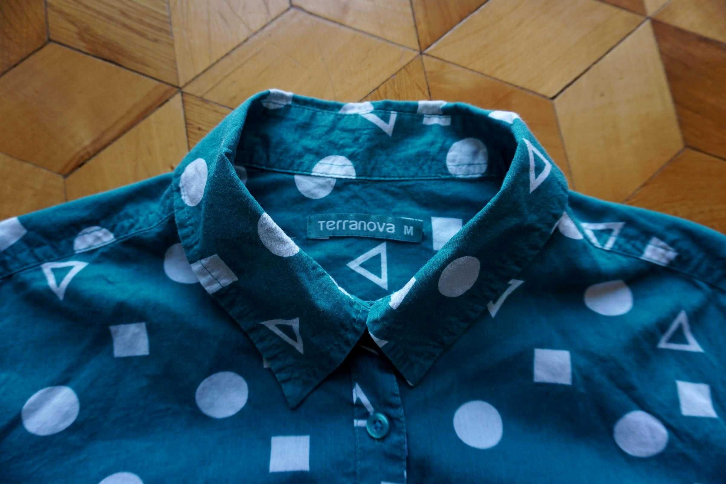 Koszula bluzka M 38 Terranova wzory geometryczne trójkąty kwadraty