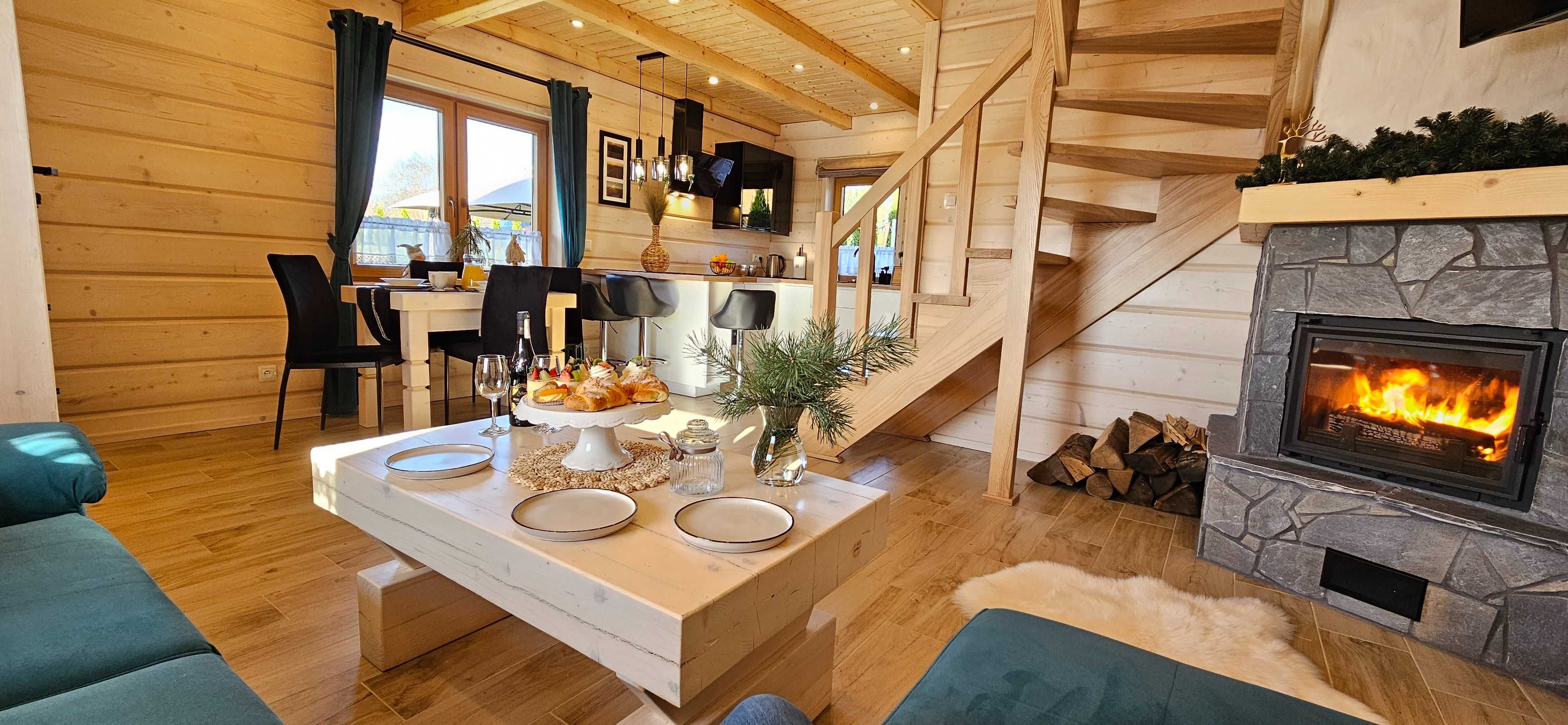 Domek z kominkiem  Bieszczady Polańczyk Solina Jacuzzi