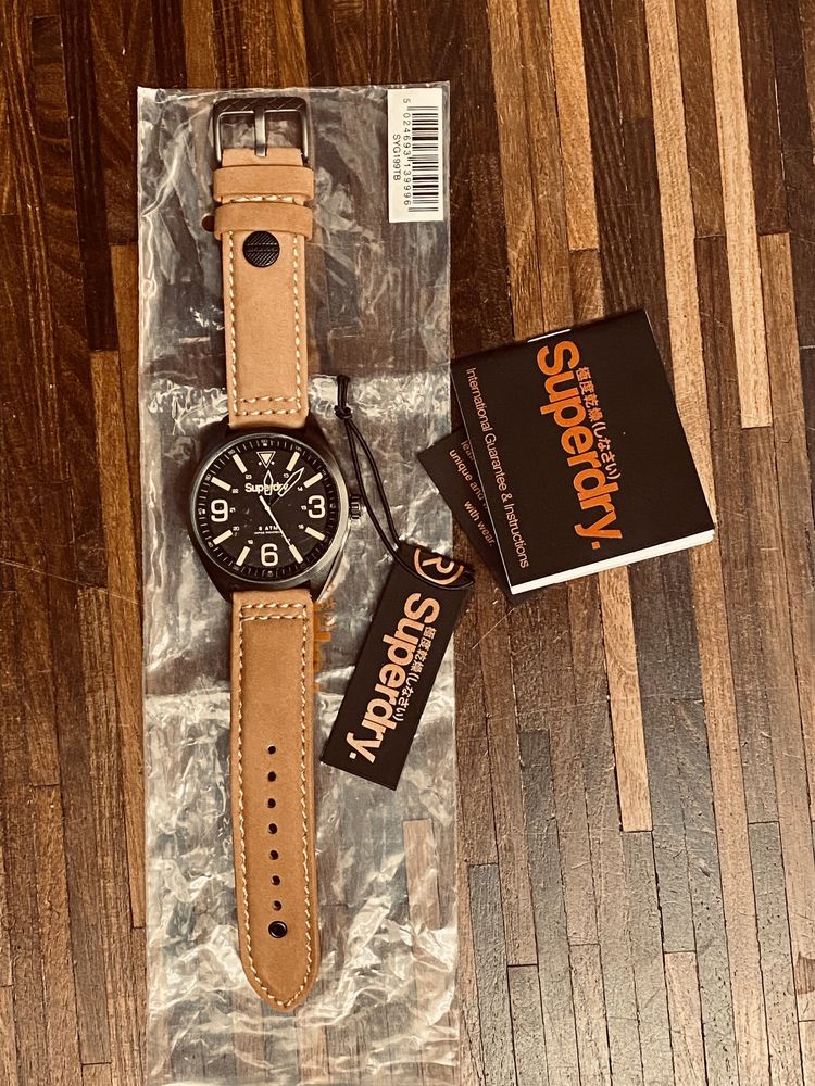 Zegarek pilota militarny SuperDry SYG199TB skóra 45mm Prezent oryginał