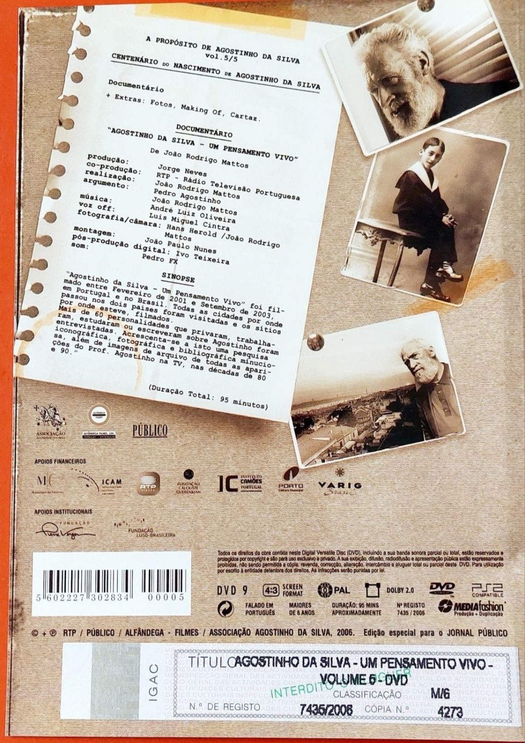 5 DVDs Agostinho da Silva