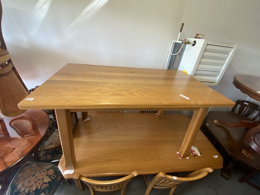 Stół dębowy + 4 krzesła skórzane