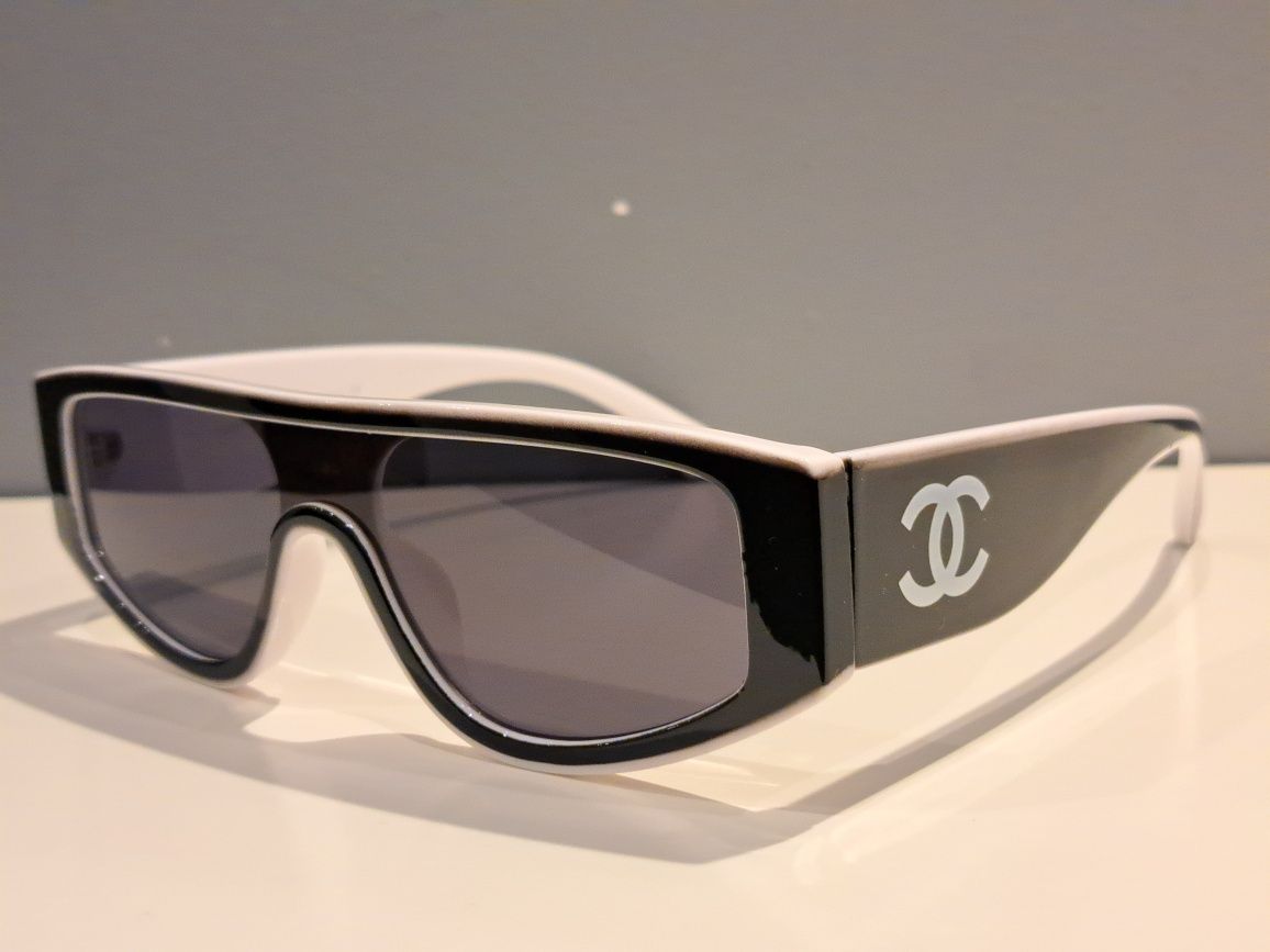 CHANEL nowe damskie okulary przeciwsłoneczne czarno białe logo