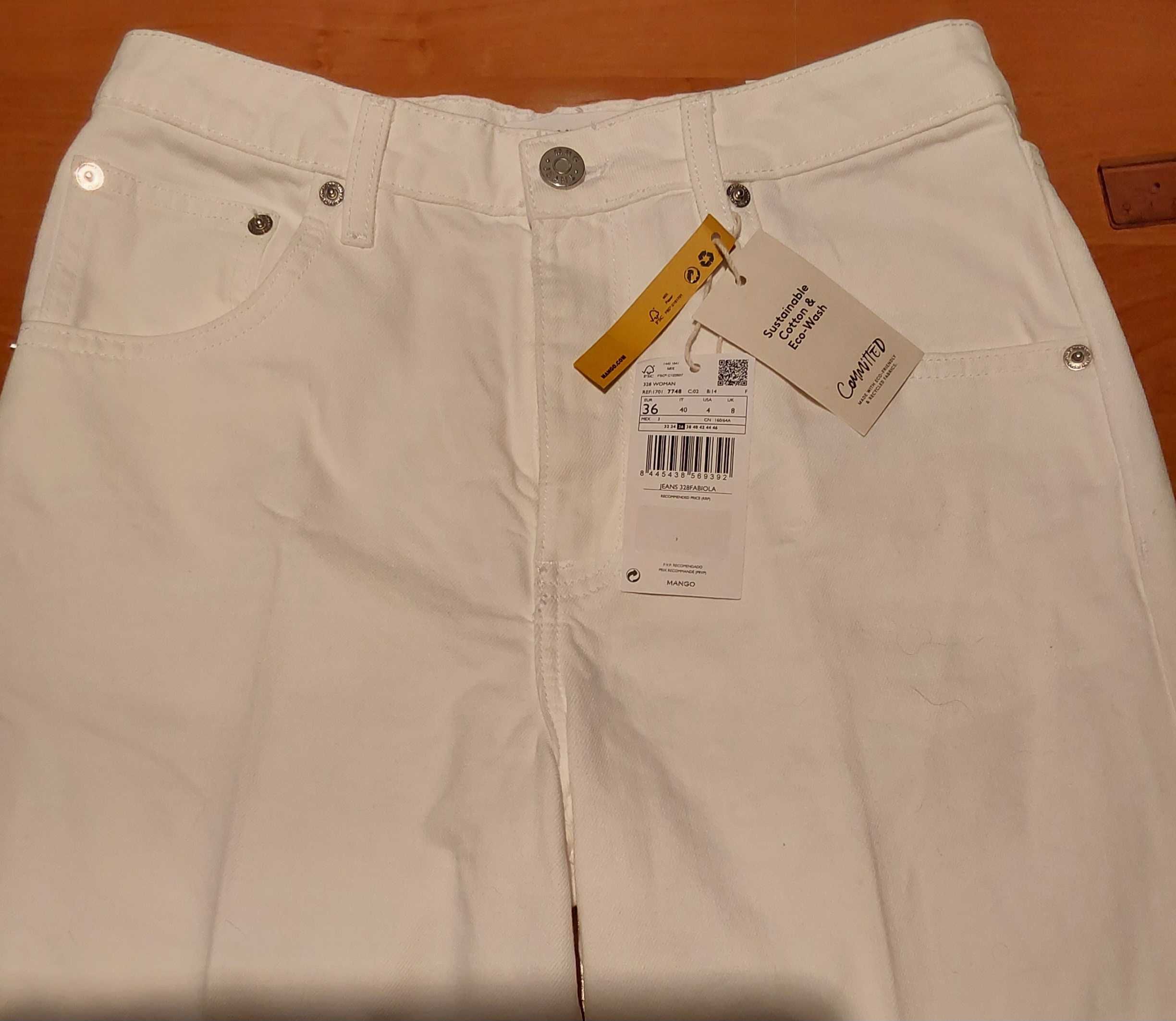 Mango białe jeansy szerokie nogawki - 36 Nowe