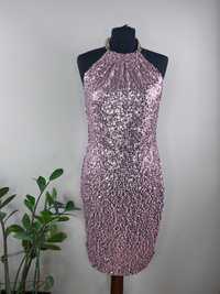 Różowa cekinowa sukienka z odkrytymi plecami Body Flirt L/XL 40/42