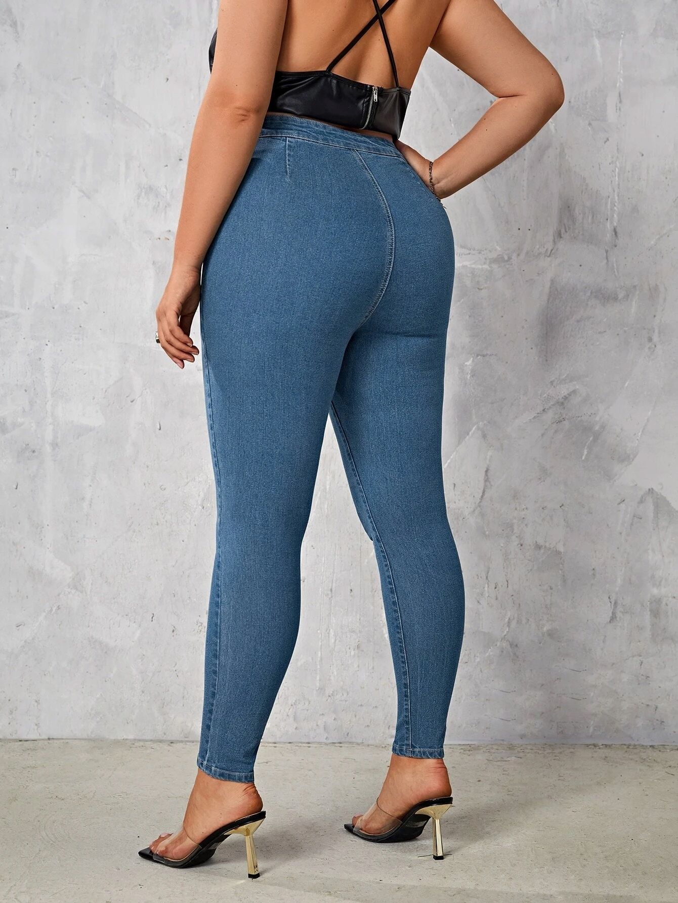 Jeansy Damskie Rurki Obcisłe Niebieskie 2Xl 44