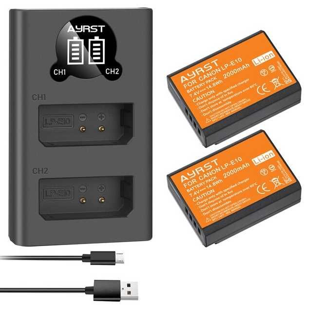 Carregador LC-E10 Duplo USB para LP-E10 1100D 1200D 1300D 2000D NOVO