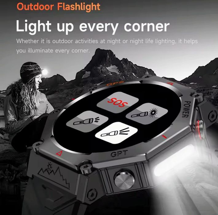 Relógio smartwatch com GPS,ai gpt, luz led *Novo*