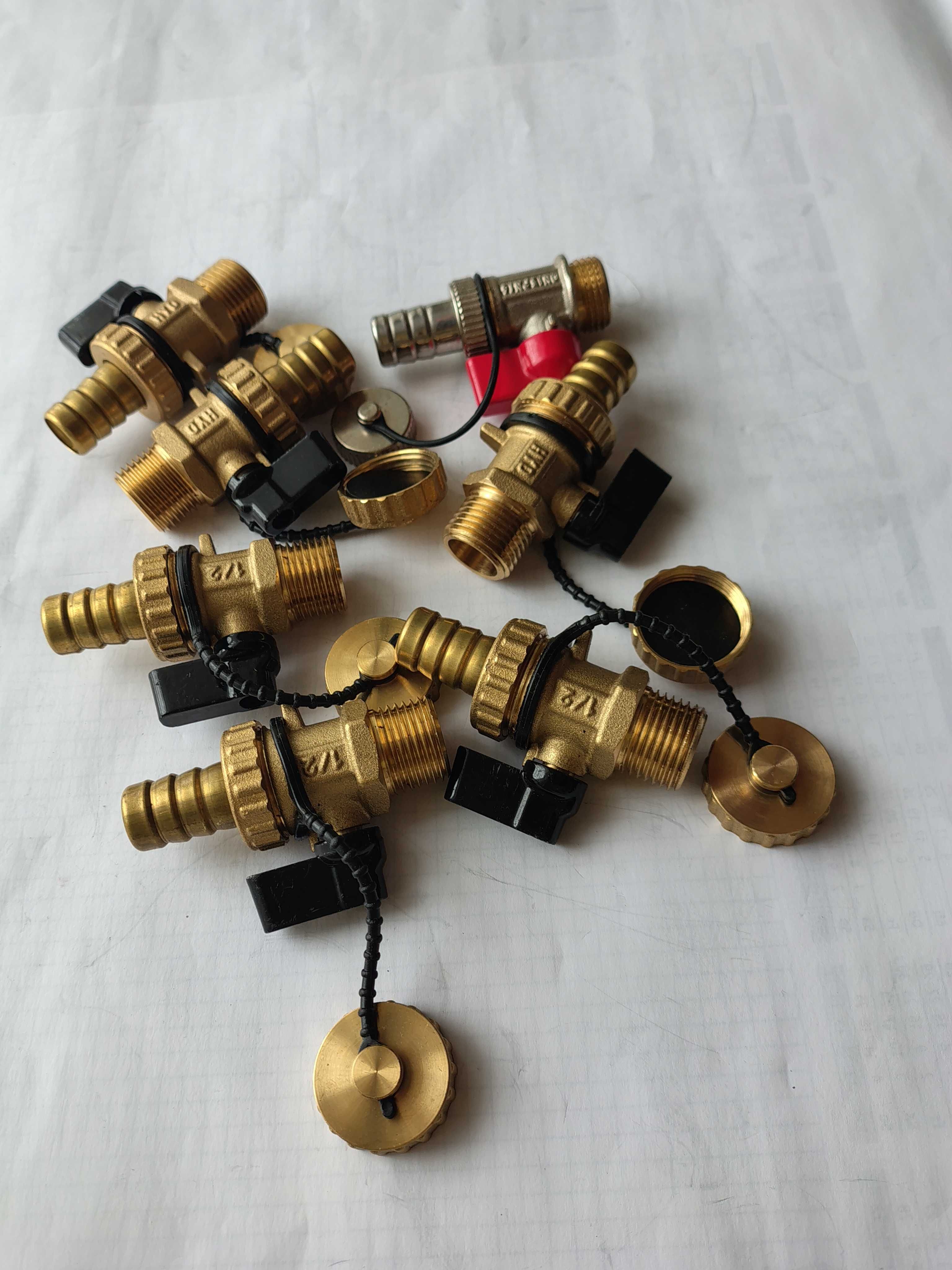 Zawory kulowe spustowe 1/2"  mosiężne   7 szt  NOWE