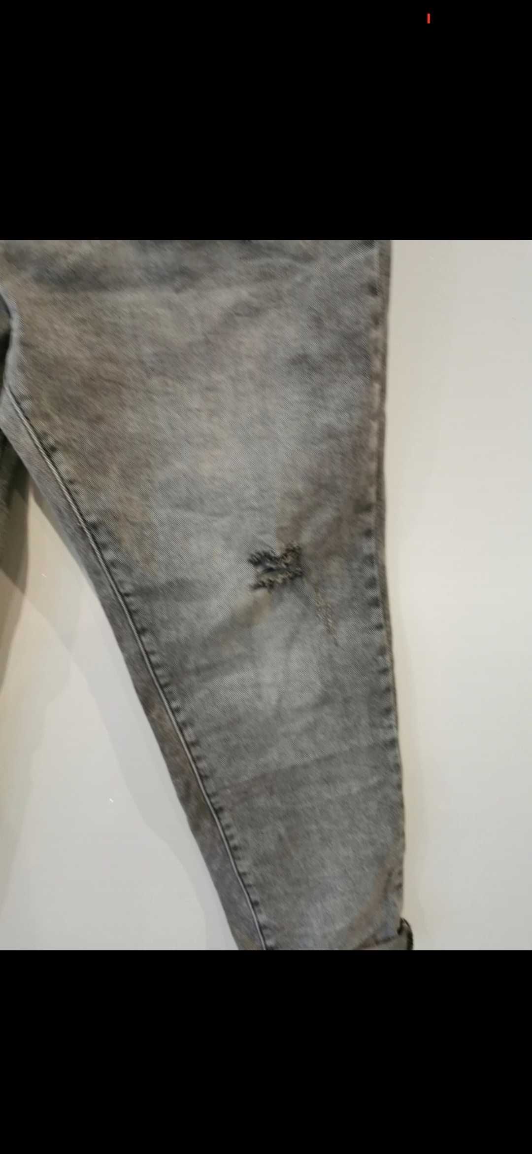 Spodnie jeansy boyfriendy nowe szare rozm M  z pasko-torebką