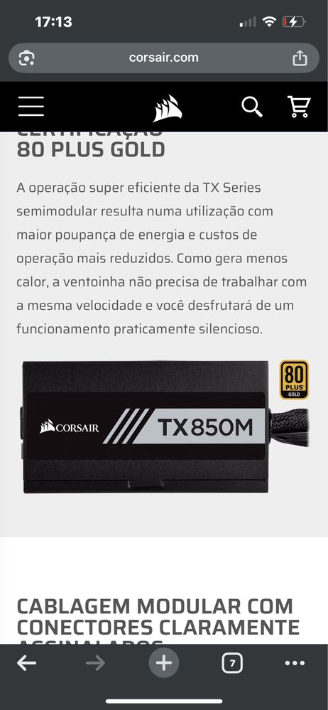 Fonte de alimentação corsair