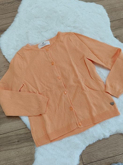 Pomarańczowy kardigan sweterek dziewczęcy 100% Bawełny 122/128 cm H&M