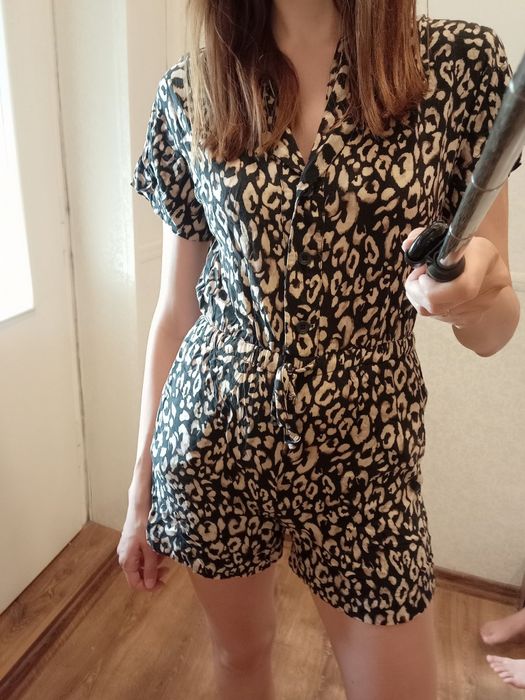 Brązowy kombinezon w panterkę H&M 36/38